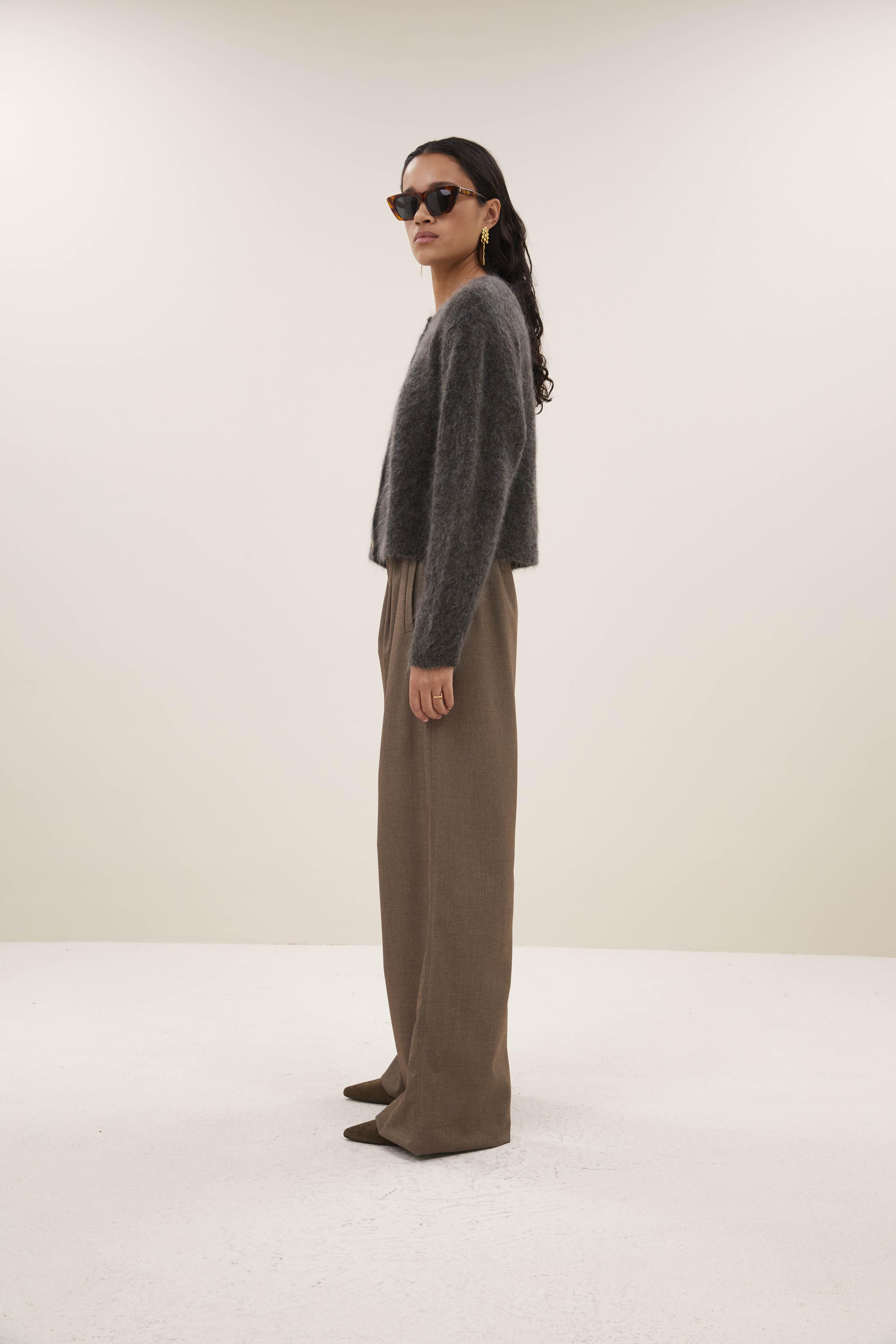 By-Bar Vasile Cardigan Moss Brown Damen Strickjacke Mohair braun